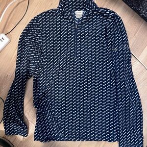 L.L. Bean Blue and White Patterned Fleece